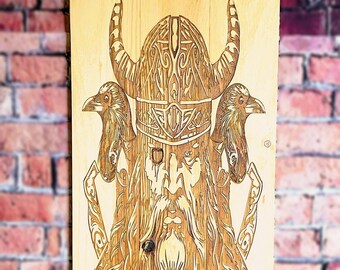 Viking Oden | Laser Engraved | Pallet Wood Sign | Gothic Decor | Viking Art | Rustic Wood Sign | Viking Lovers | Home Decor | Gift For Dad