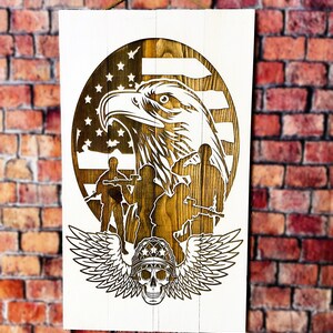 American Soldier Signs | Custom Engraved Wood Sign | Perfect Gift For Dad | Military Gift| American Flag Wall Art | Gift For Veteran