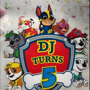 Paw Patrol Personalized Birthday PNG  - Cartoon Birthday Designs, Family Dog Png, Dog Mom & Dad Png, Kids Birthday T-Shirt, Digital Download