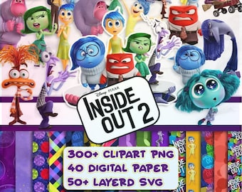 Inside Out 2 Clipart-paket, PNG SVG digitalt papper (digitala filer)