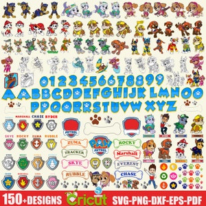 750+ Paw Patrol SVG PNG DXF Bundle, Kids Birthday Designs, Cricut Files, Sublimation Clipart, Paw Patrol Font, Printable Vector Pack