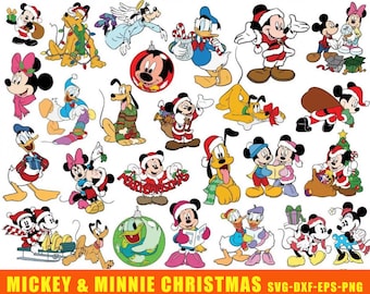 Más de 1500 paquetes de imágenes prediseñadas de los mejores amigos de Navidad de Mickey, Minnie y Frozen, dibujos animados navideños, archivo de corte Cricut, mega svg navideño.