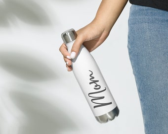 Mom - Mother's Day Gift - Stainless Steel Water Bottle (White/Black)