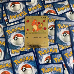 I Choose You – Charmander in Love: Charmander - Gold Metal Card. A special gift, perfect for a unique and unforgettable thought.