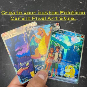 Carte Pokémon Personalizzate Olografiche in Stile Pixel Art– Regalo Pokémon Personalizzato Unico/San Valentino/Matrimonio/Anniversario/
