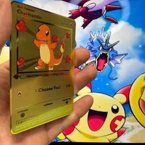 I Choose You – Charmander in Love: Charmander - Gold Metal Card. A special gift, perfect for a unique and unforgettable thought.