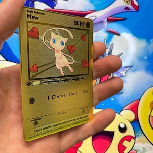 I Choose You – Mew in Love: Mew - Gold Metal Card. A special gift, perfect for a unique and unforgettable thought.
