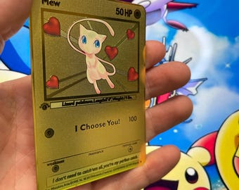 I Choose You – Mew in Love: Mew - Gold Metal Card. A special gift, perfect for a unique and unforgettable thought.