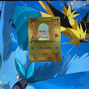 I Choose You – Squirtle in Love: Squirtle - Gold Metal Card. A special gift, perfect for a unique and unforgettable thought.