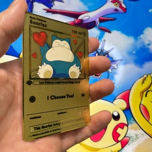 I Choose You – Snorlax in Love: Snorlax - Gold Metal Card. A special gift, perfect for a unique and unforgettable thought.