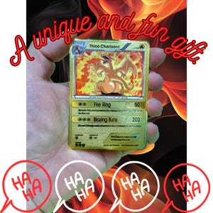 Carte en métal amusante de Charizard – Amusante et ludique ! Parfait pour les fans de Pokémon !