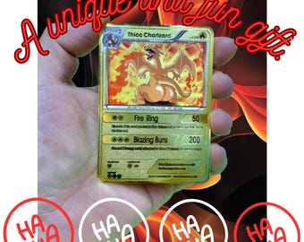 Funny Charizard Metal Card – Fun and Playful! Perfect for Pokémon Fans!