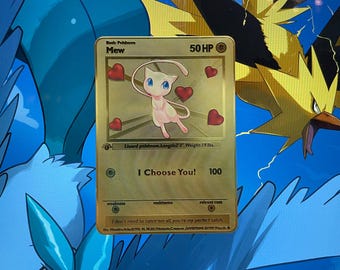I Choose You – Mew in Love: Mew - Gold Metal Card. A special gift, perfect for a unique and unforgettable thought.