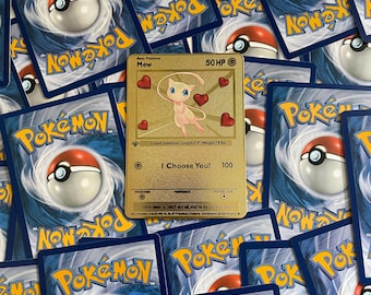 I Choose You – Mew in Love: Mew - Gold Metal Card. A special gift, perfect for a unique and unforgettable thought.