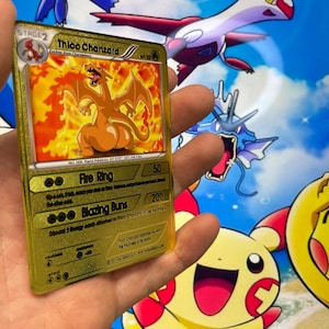 Carte en métal amusante de Charizard – Amusante et ludique ! Parfait pour les fans de Pokémon !