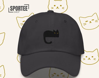 Casquette chat noir premium, casquette de baseball brodée maman chat