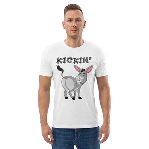 Unisex organic cotton t-shirt, Funny, Donkey, Humor, Kickin, Fun, Satire