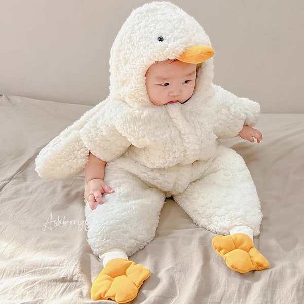Baby Duckling Costume, Baby White Goose Onesie, Baby Outfit, Cute Infant Baby Costume | AshberryCo