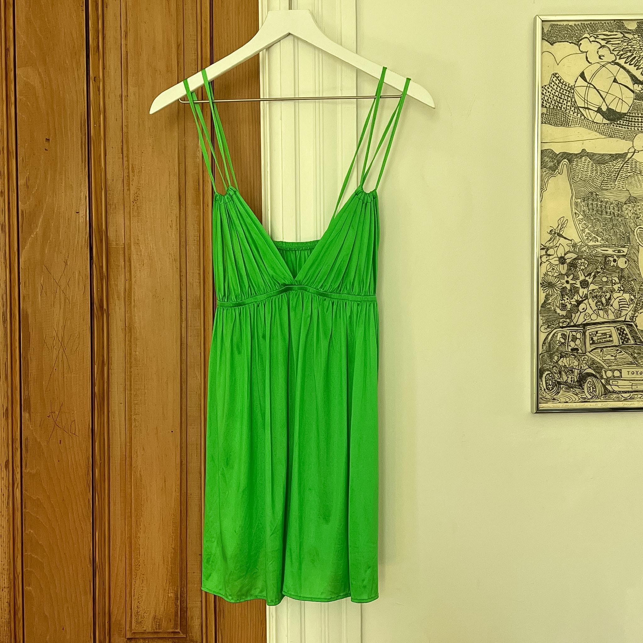 la femme emerald green dress 1010) Halter flared glitz national pageant dress. (neon green + ligh –  janicejackie main image 1