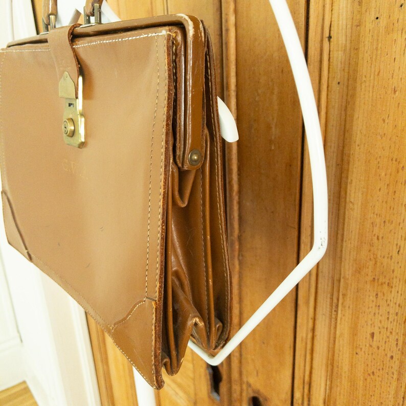 Vintage Leather Briefcase Monogrammed Accordion Attache Case 70s ...