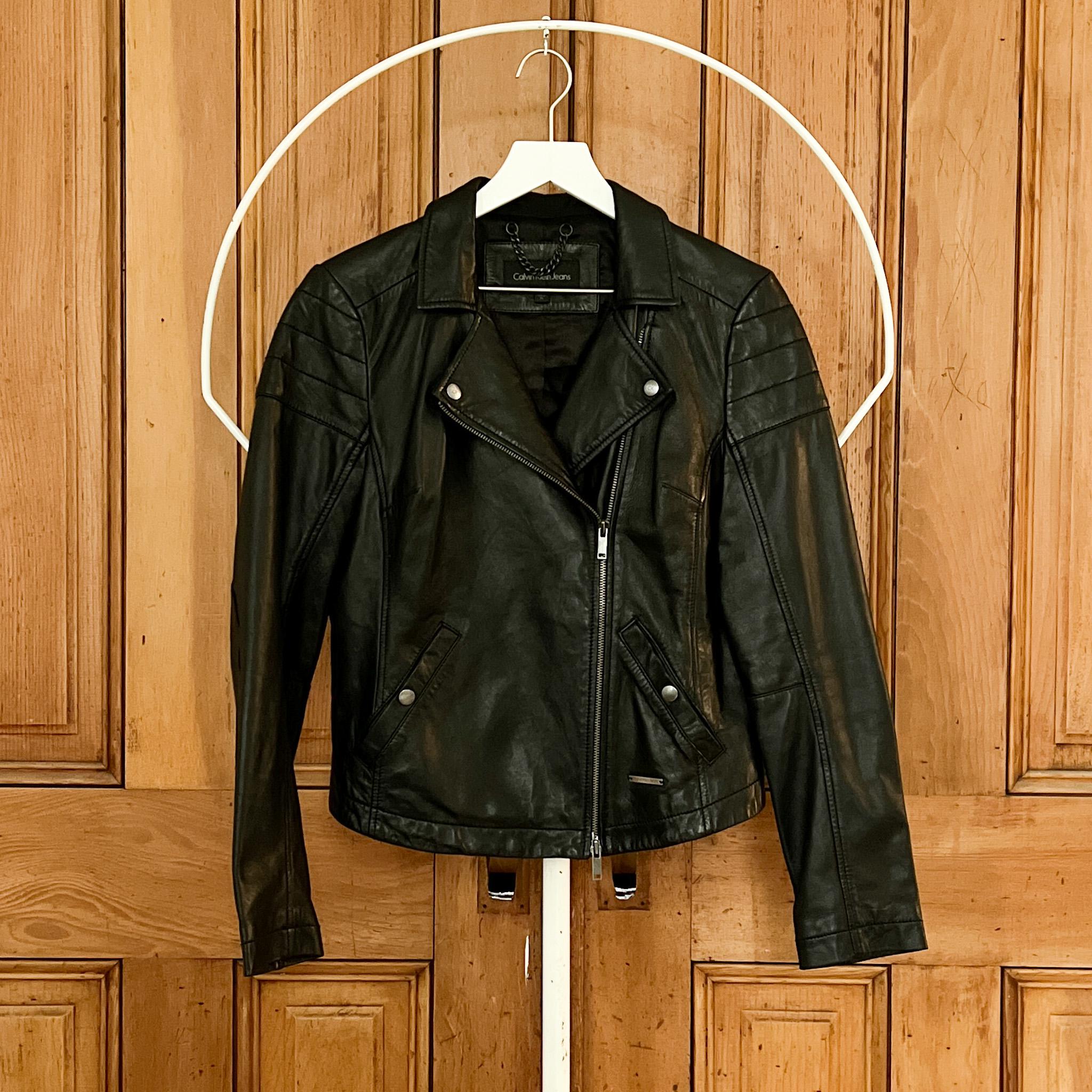 90s❕　Caivin  short real leather jkt Vintage Calvin Klein Leather Jacket - Etsy
