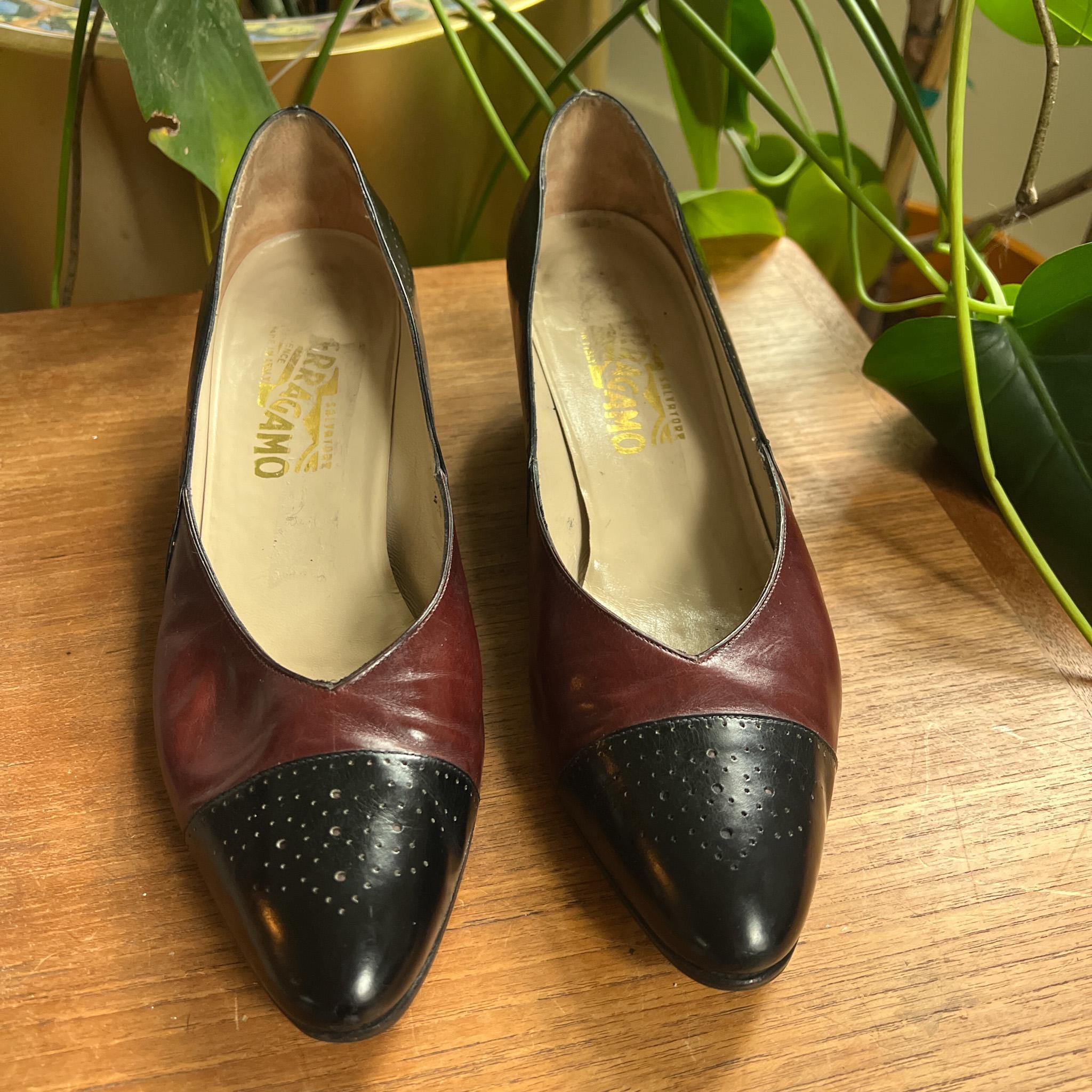 Vintage Salvatore Ferragamo Men\'s 9.5 B Burgundy Red Leather Dress Shoes Preppy Vintage 80s Dress Shoes Men - Etsy main image 2