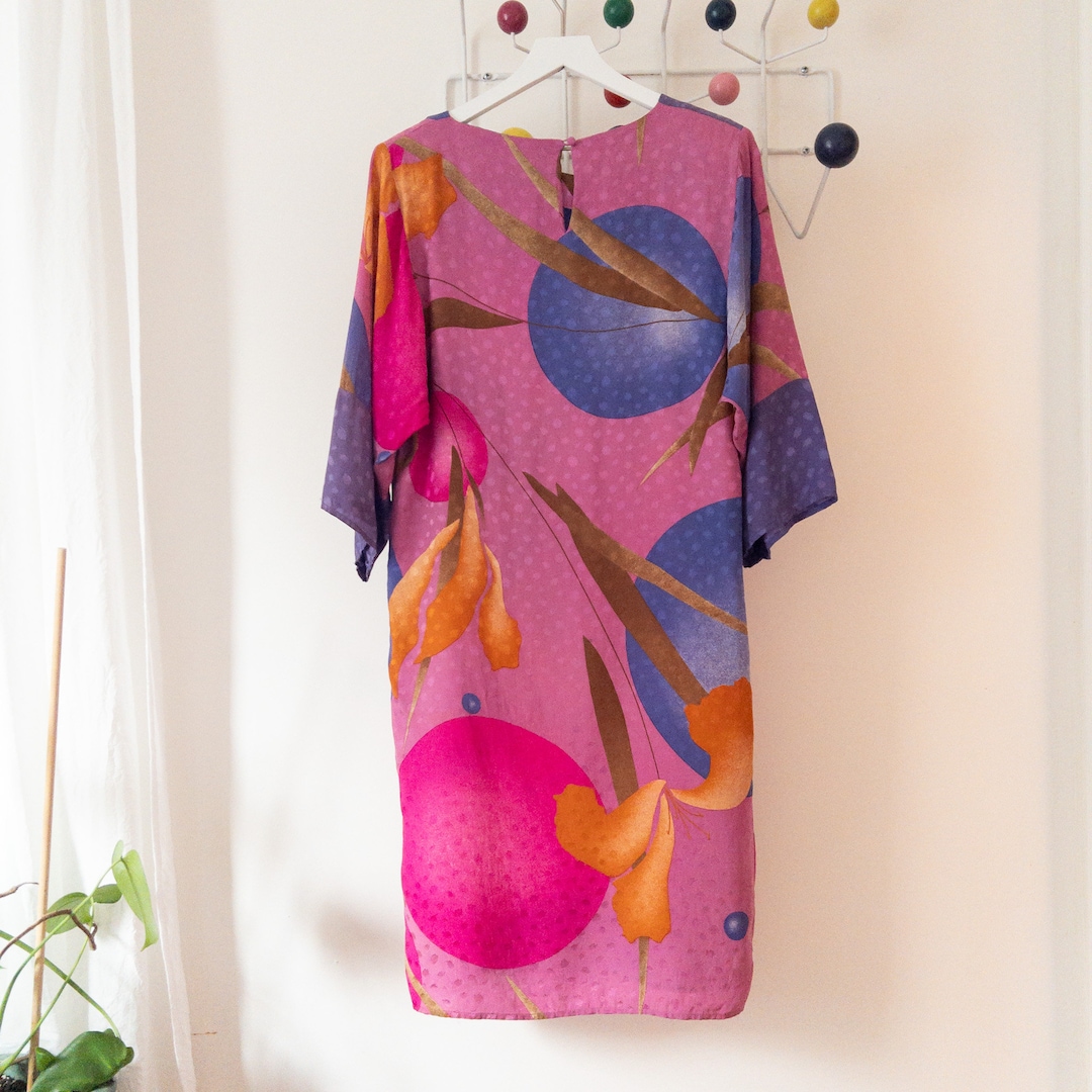 Buy 1980s Vintage Abstract Floral Silk Dress by Flora Kung a Korean  Designer Online in India