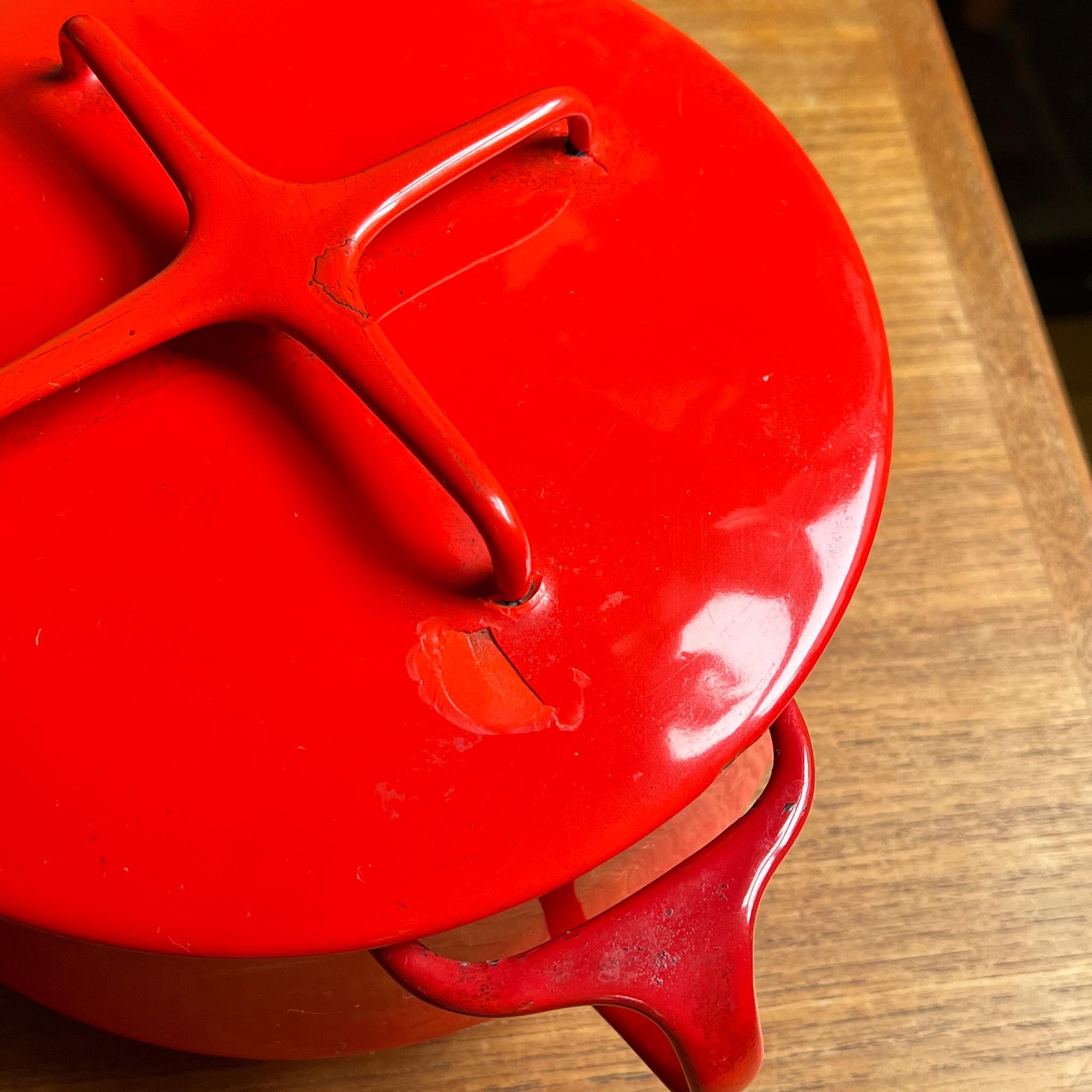 Vintage Dansk Kobenstyle Red Enamel Dutch Oven, Mid-century Modern