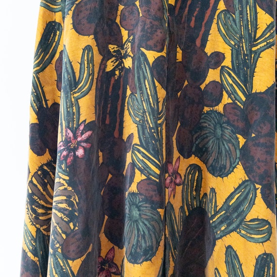 Vintage 1980s cacti cactus silk print skirt - image 5