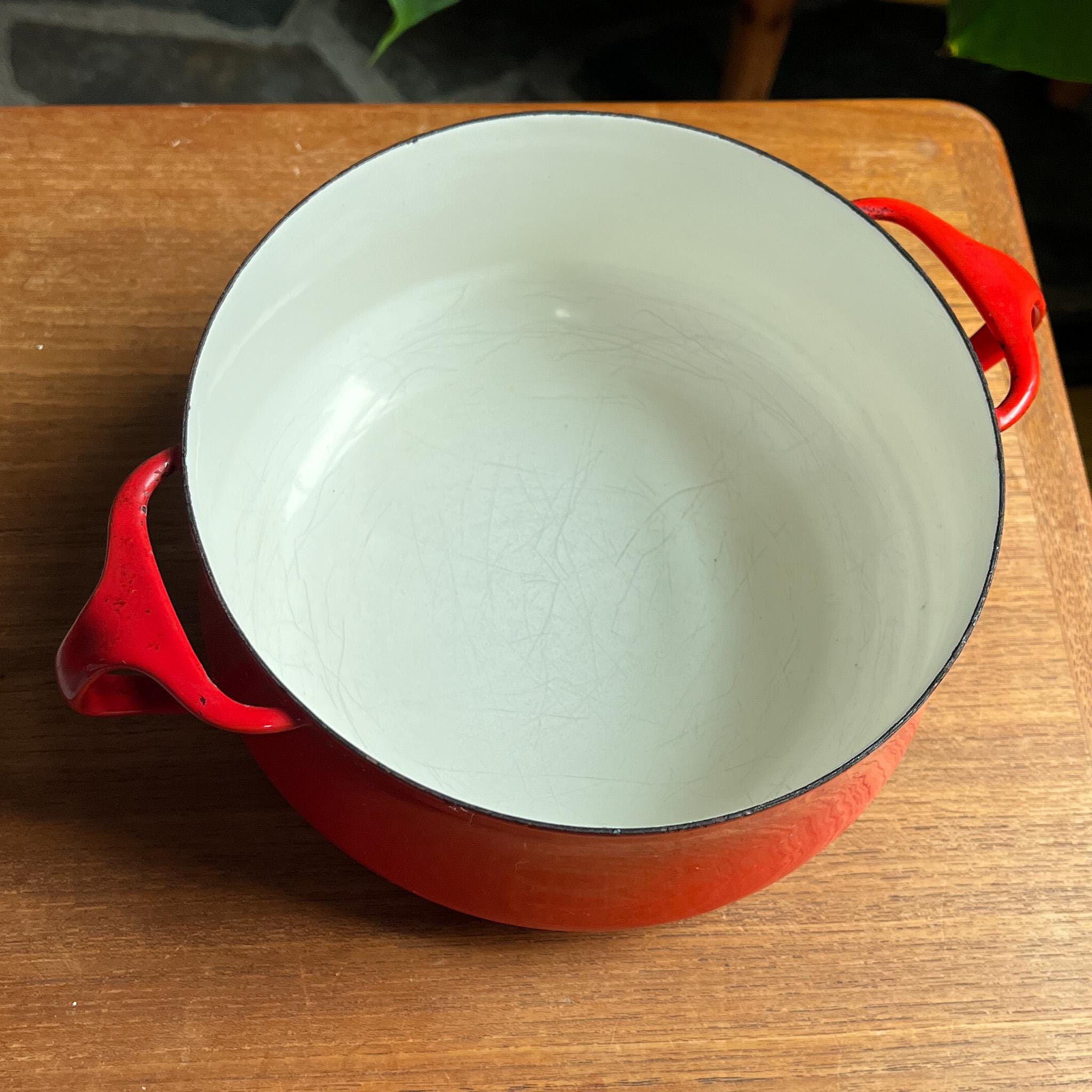 Vintage Dansk Kobenstyle Red Enamel Dutch Oven, Mid-century Modern