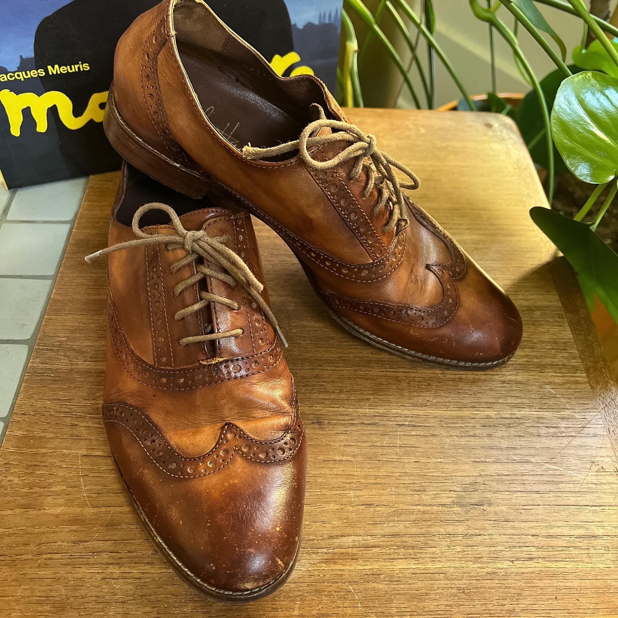 靴 shoes leather design wingtip vintage 80s 靴