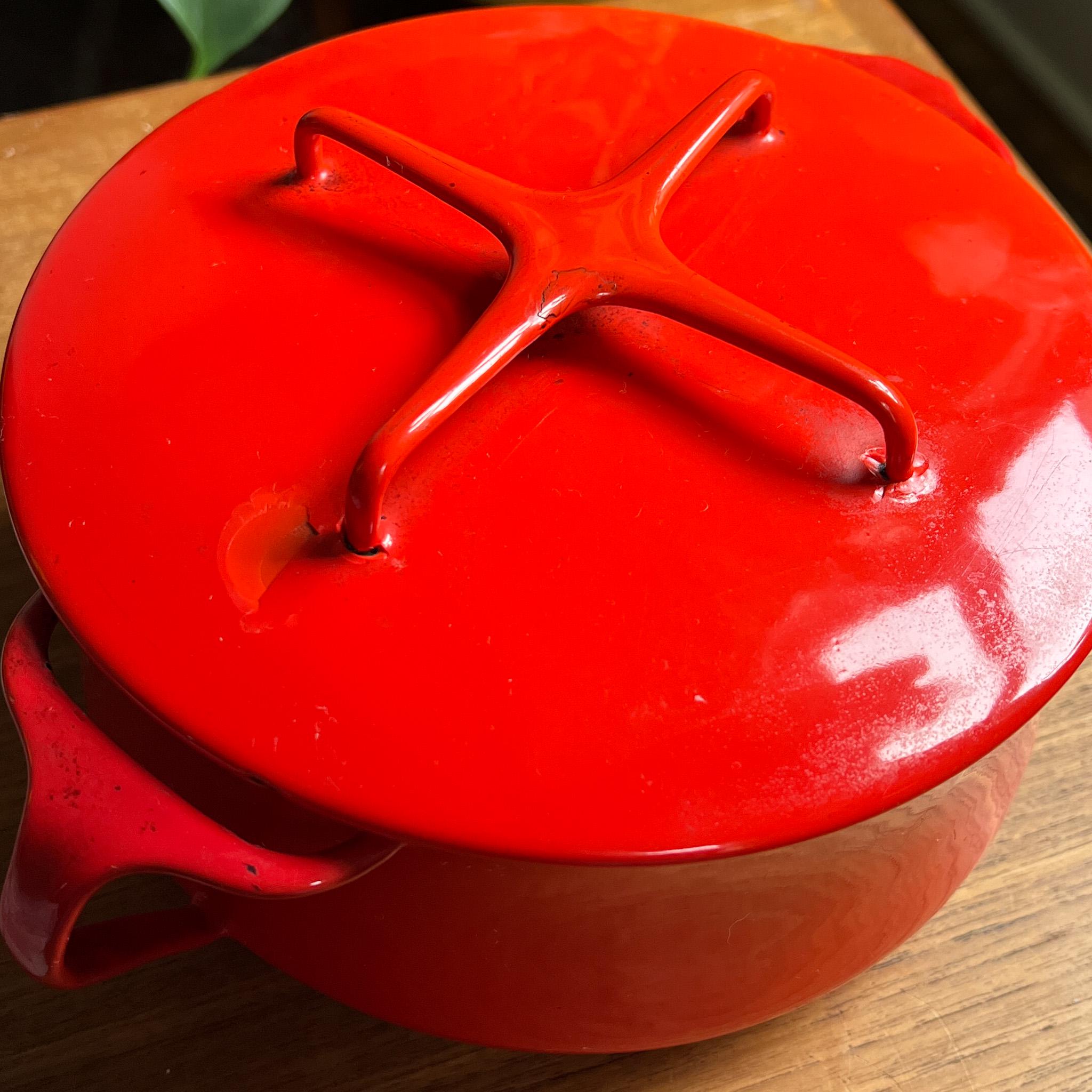 Vintage Dansk Kobenstyle Red Enamel Dutch Oven, Mid-century Modern
