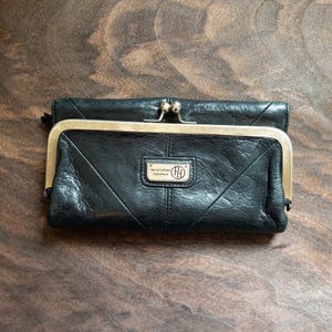 Cartera vintage de cuero negro Hayden Harnett de principios de la década de 2000