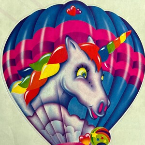 Rare Vintage Jumbo Lisa Frank Unicorn hot air balloon with bear sticker 80s 
IYKYK, bring this one home for nostalgia sake and share the fun with the children in your life. Vibrant colors :)

Measures 7" x 10" (including backing). Still on original backing.