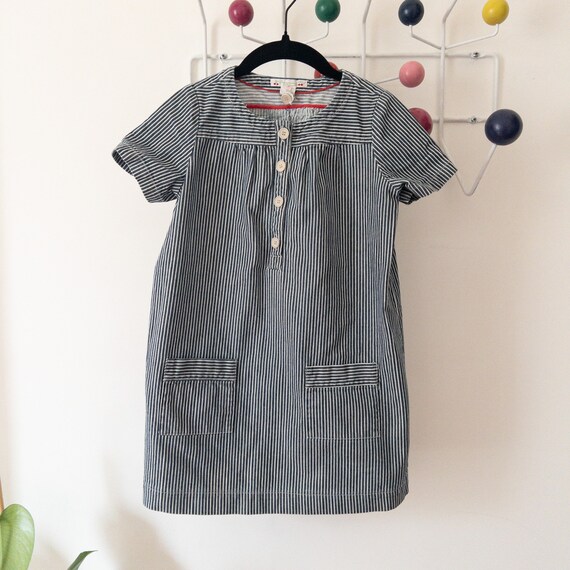 Bonpoint Pin-striped Navy Blue Denim Jean Shift Dress Size 8 - Etsy