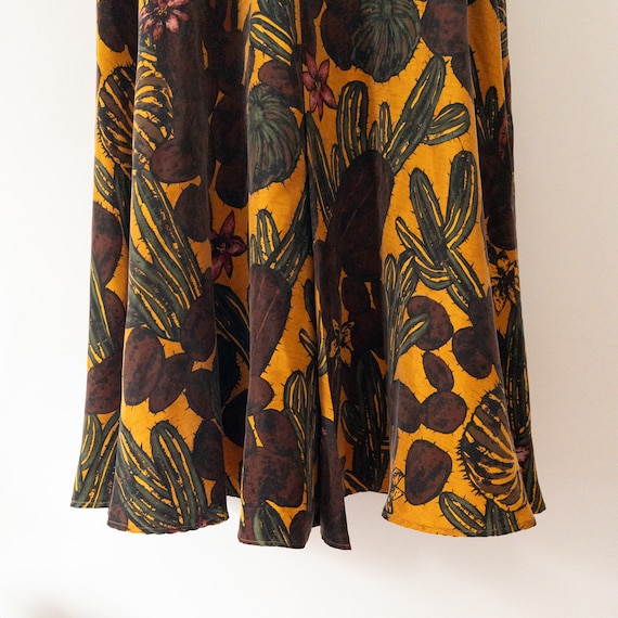 Vintage 1980s cacti cactus silk print skirt - image 3