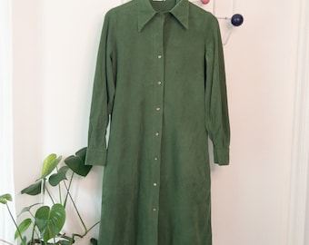 halston ultrasuede shirt dress 1972 Olive Green Ultrasuede Halston Dress Shrimpton Couture