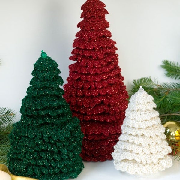 Crochet Ruffle Fir Trees Amigurumi PDF Pattern Noel crochet toys baby amigurumis trees crochet knitting toys yarn ruffle trees (only eng.)