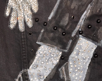 Custom painted Michael Jackson denim blinged out jacket.