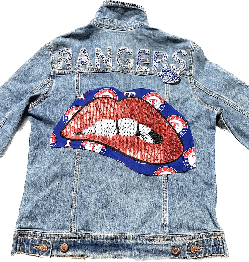 Texas Rangers Bling Denim Jacket. Made to Order and Customized. Jackets ...