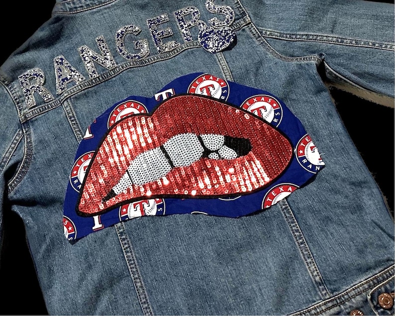 Texas Rangers Bling Denim Jacket. Made to Order and Customized. Jackets ...