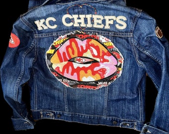 Custom Kansas City Chiefs Denim Jacket: Bling Football Apparel