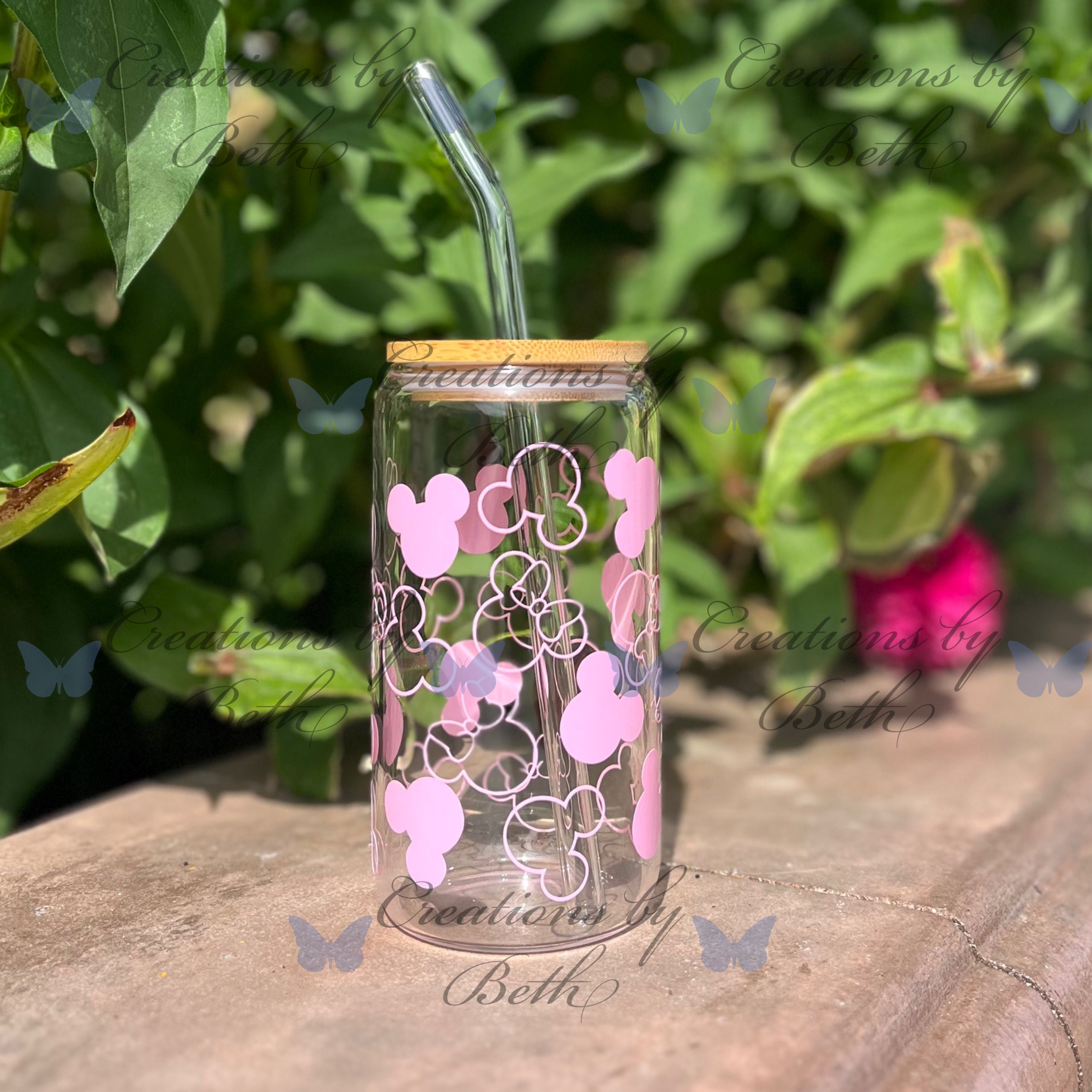 Van Gogh Cup, 16 oz. Frosted Beer Can Glass With Bamboo Lid And Straw