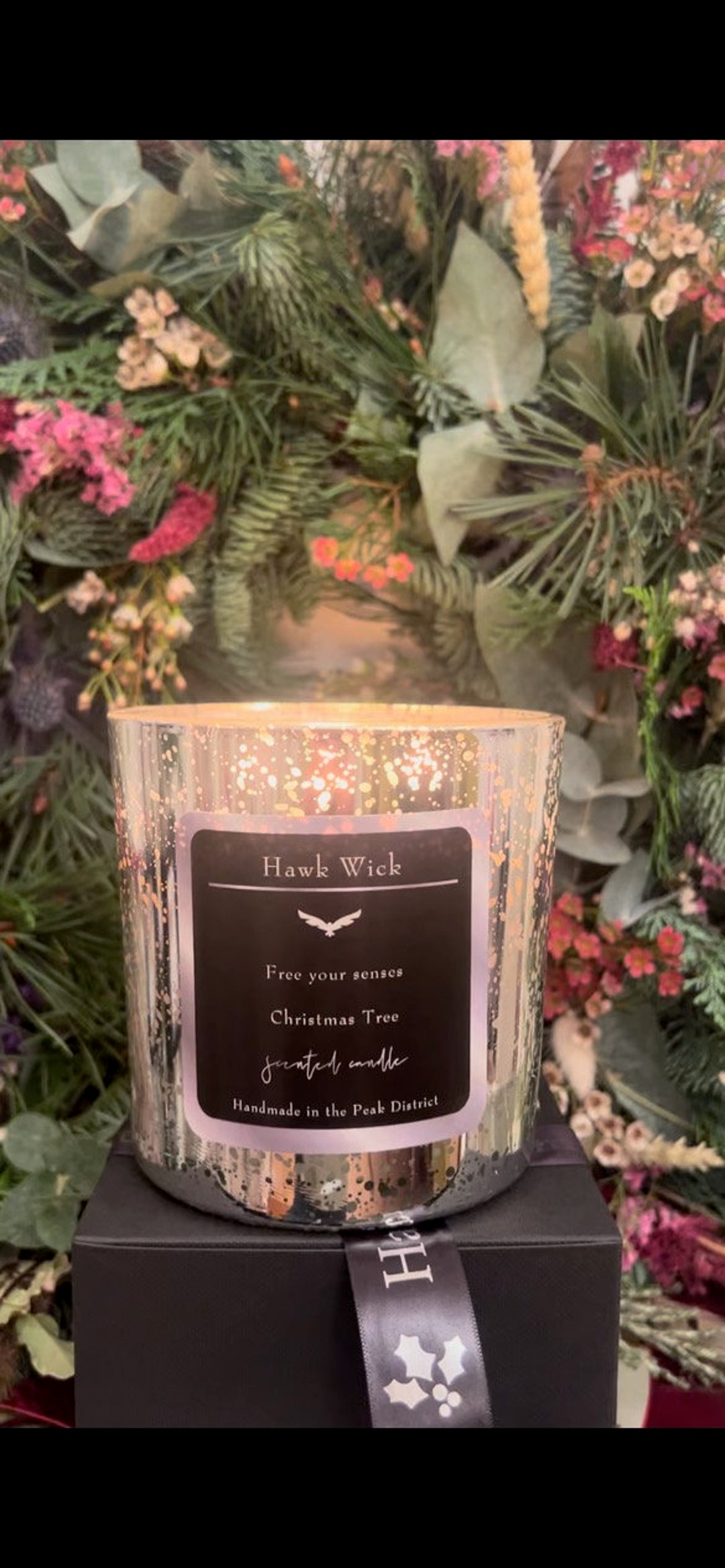 Large Triple Wick Scented Christmas Candle in a Sparkly Silver Etsy UK