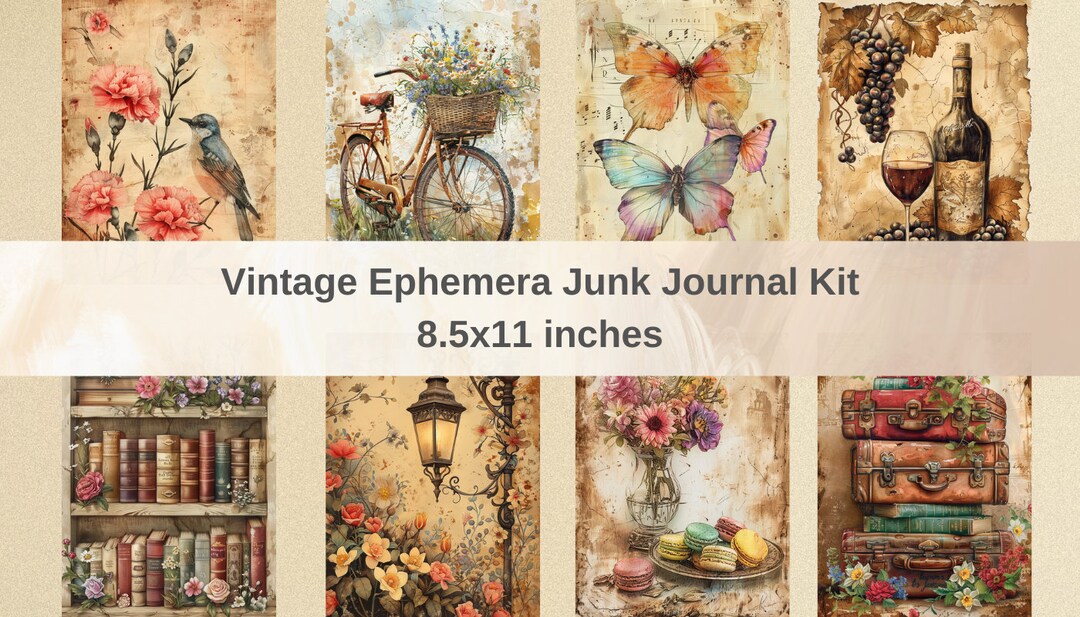 Vintage Ephemera, Junk Journal Paper, Printable Paper, Digital Paper ...