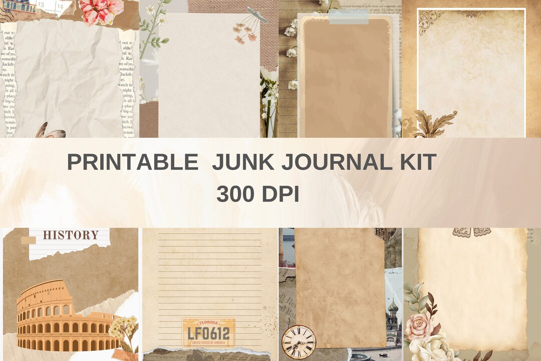 10 Sheets Junk Journal Kit, Vintage Collage Sheets, Printable Pages ...
