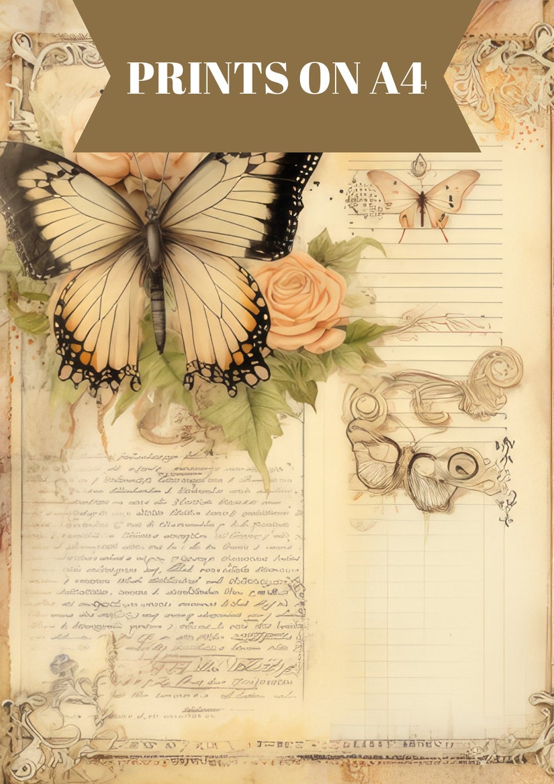 20 Sheets Junk Journal Kit, Vintage Collage Sheets, Printable Pages ...