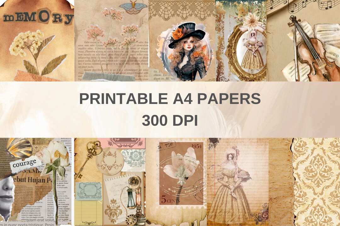 20 Sheets Junk Journal Kit, Vintage Collage Sheets, Printable Pages ...