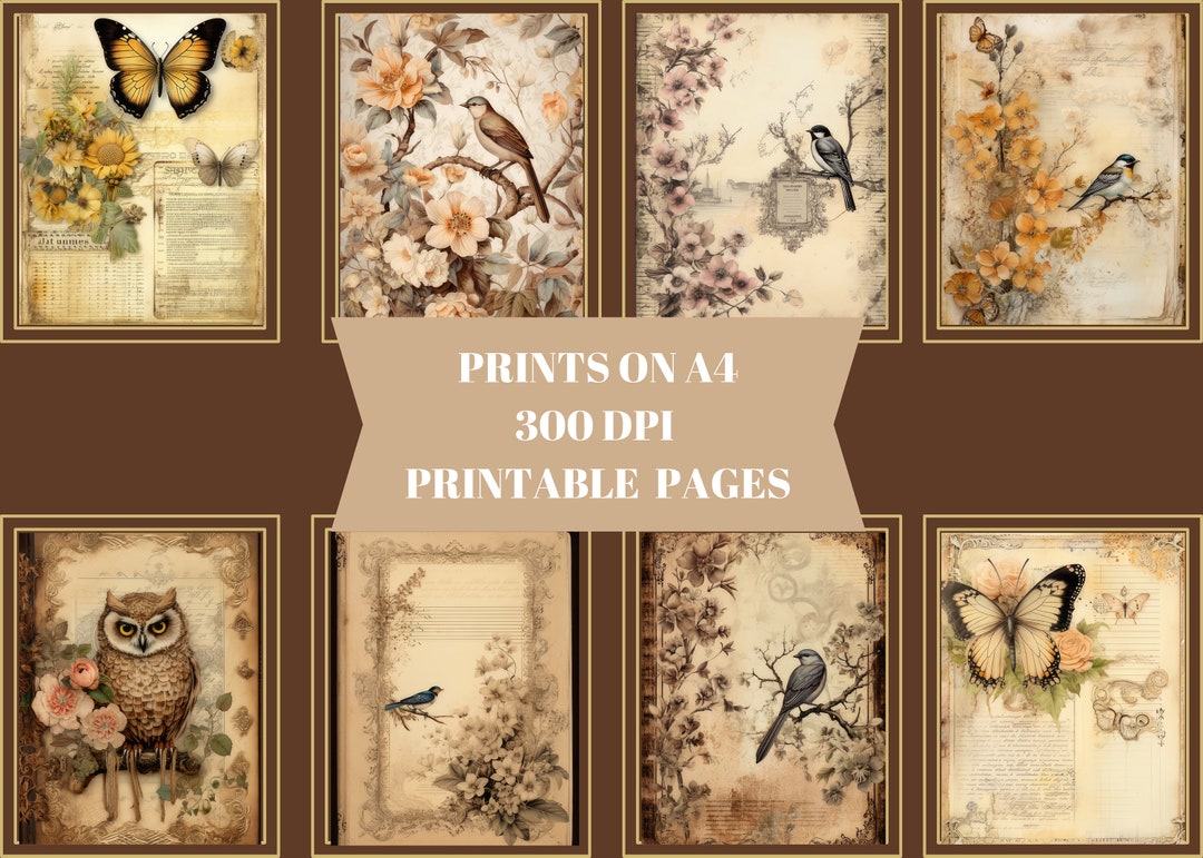 20 Sheets Junk Journal Kit, Vintage Collage Sheets, Printable Pages ...