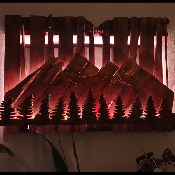 Kandische Berge Holzrelief Lampe Beleuchtung Schnitzerei